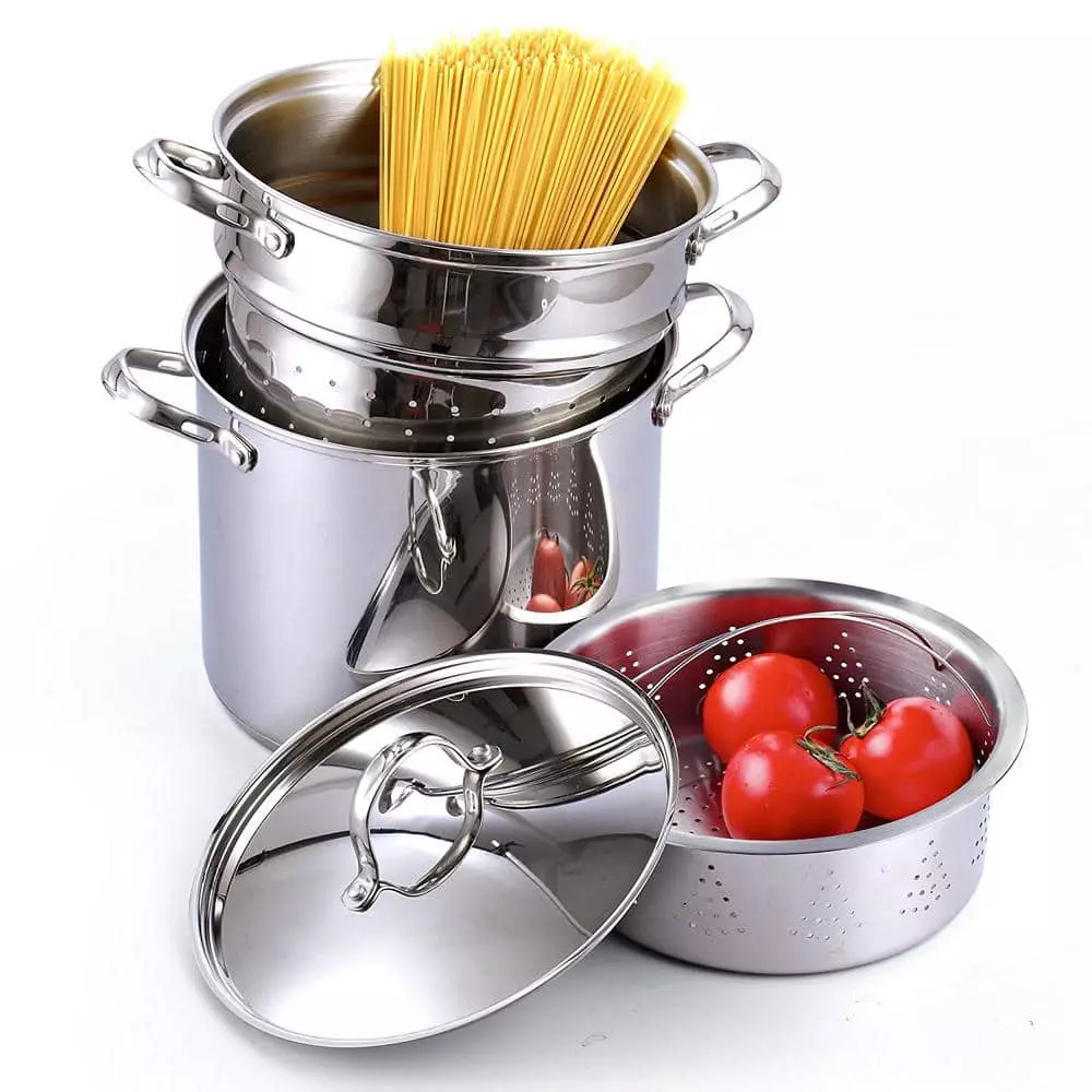 Classic 12 qt. Stainless Steel Pasta Stockpot Cooker Steamer Multi-Pot Set by Cooks Standard 6 Classic 12 qt. Stainless Steel Pasta Stockpot Cooker Steamer Multi-Pot Set by Cooks Standard - Image 4