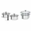Tulipe 8-Piece Stainless Steel Sauce Pan Set by Cristel