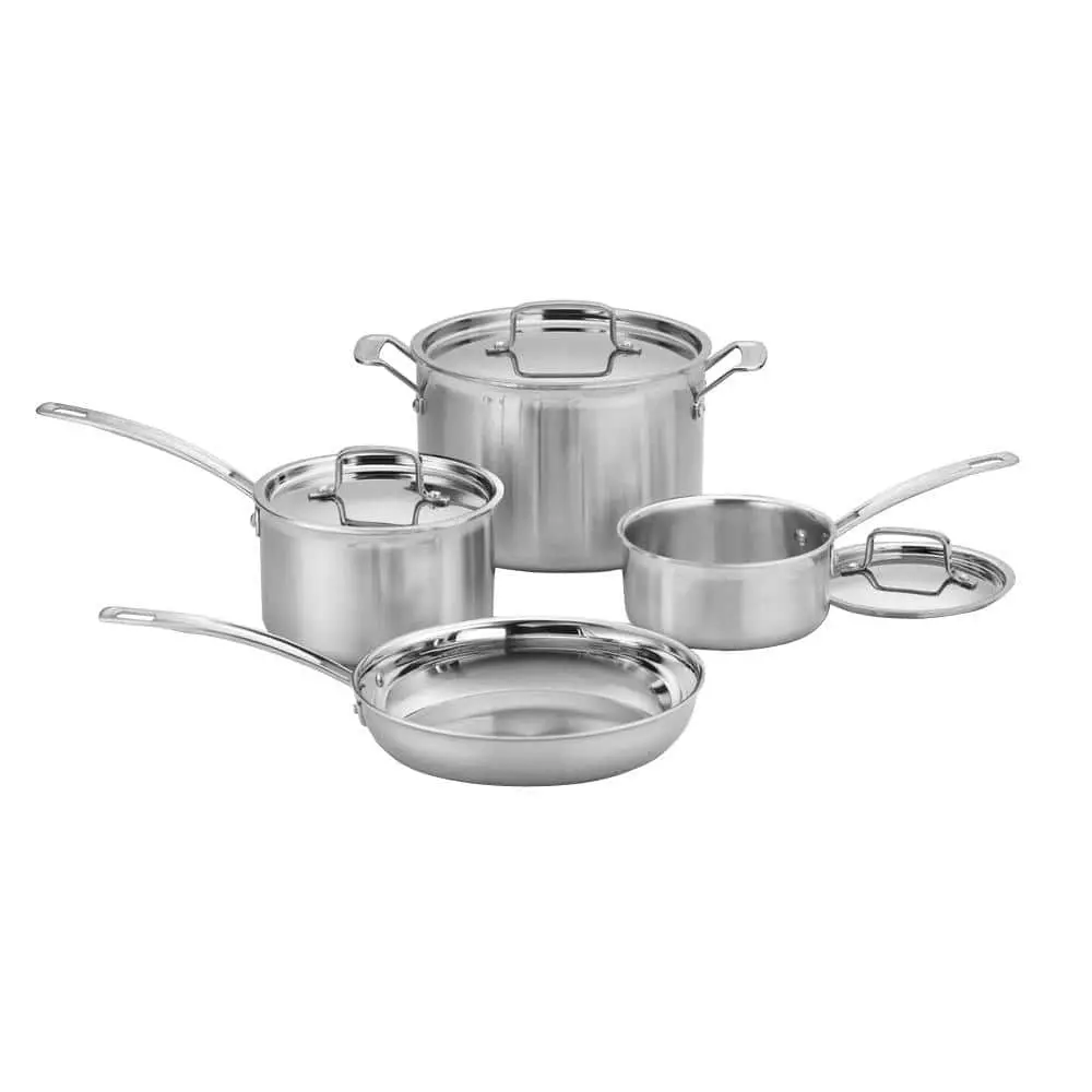 MultiClad Pro 7-Piece Stainless Cookware Set with Lids by Cuisinart 3 MultiClad Pro 7-Piece Stainless Cookware Set with Lids by Cuisinart