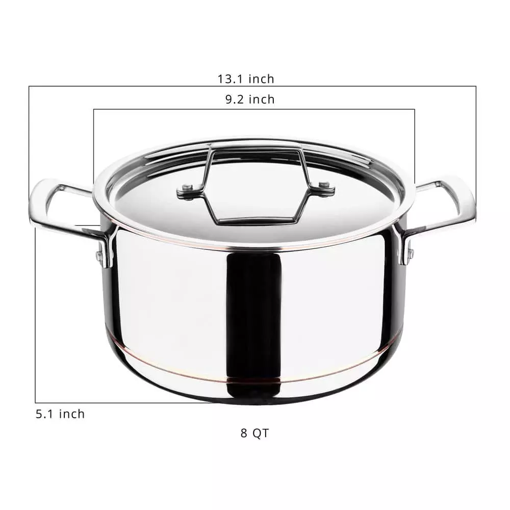 5CX 5 qt. Round Stainless Steel Dutch Oven with Lid by MasterPRO 4 5CX 5 qt. Round Stainless Steel Dutch Oven with Lid by MasterPRO - Image 2
