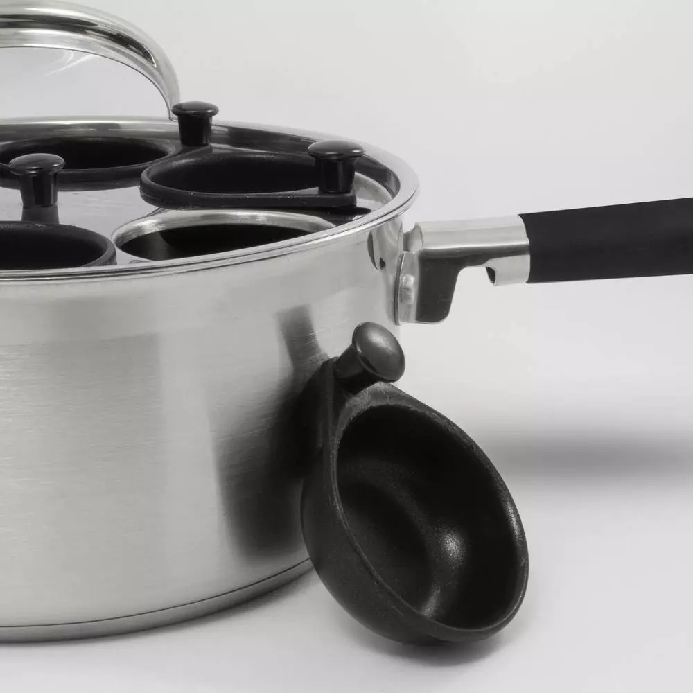 Professional 6-Cup Egg Poacher Stainless with Silicone Spatula by ExcelSteel 6 Professional 6-Cup Egg Poacher Stainless with Silicone Spatula by ExcelSteel - Image 4