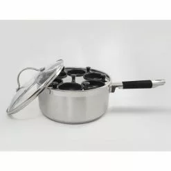 Professional 6-Cup Egg Poacher Stainless with Silicone Spatula by ExcelSteel