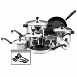 Classic Series 15-Piece Stainless Steel Nonstick Cookware Set by Farberware