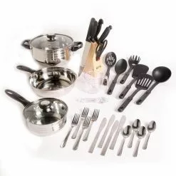 Total Kitchen Lybra 32-Piece Stainless Steel Cookware Set by GIBSON HOME