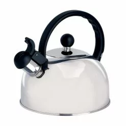 Spring 10-Cup Silver Stainless Steel Whistling Kettle by Gibson