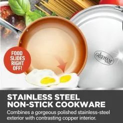 10-Piece Stainless Steel Ti-Cerama Non-Stick Premium Cookware Set with Lids by Gotham Steel 12 10-Piece Stainless Steel Ti-Cerama Non-Stick Premium Cookware Set with Lids by Gotham Steel -Cookware Sales Shop stainless steel gotham steel pot pan sets 2093 1f 1000