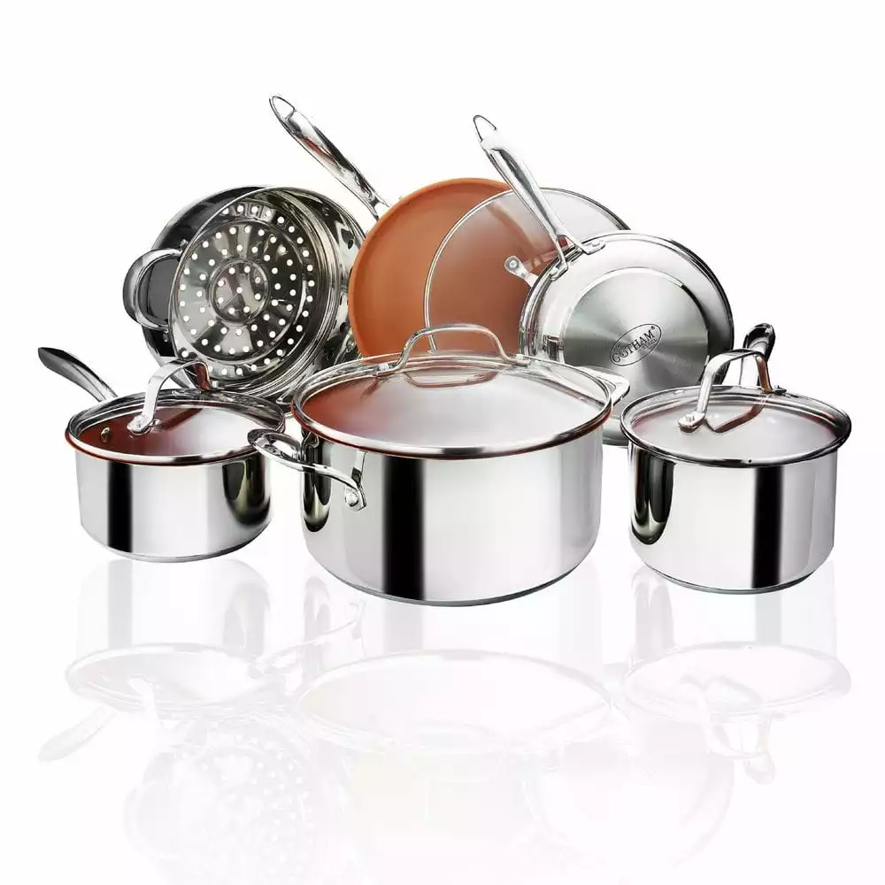 10-Piece Stainless Steel Ti-Cerama Non-Stick Premium Cookware Set with Lids by Gotham Steel 3 10-Piece Stainless Steel Ti-Cerama Non-Stick Premium Cookware Set with Lids by Gotham Steel