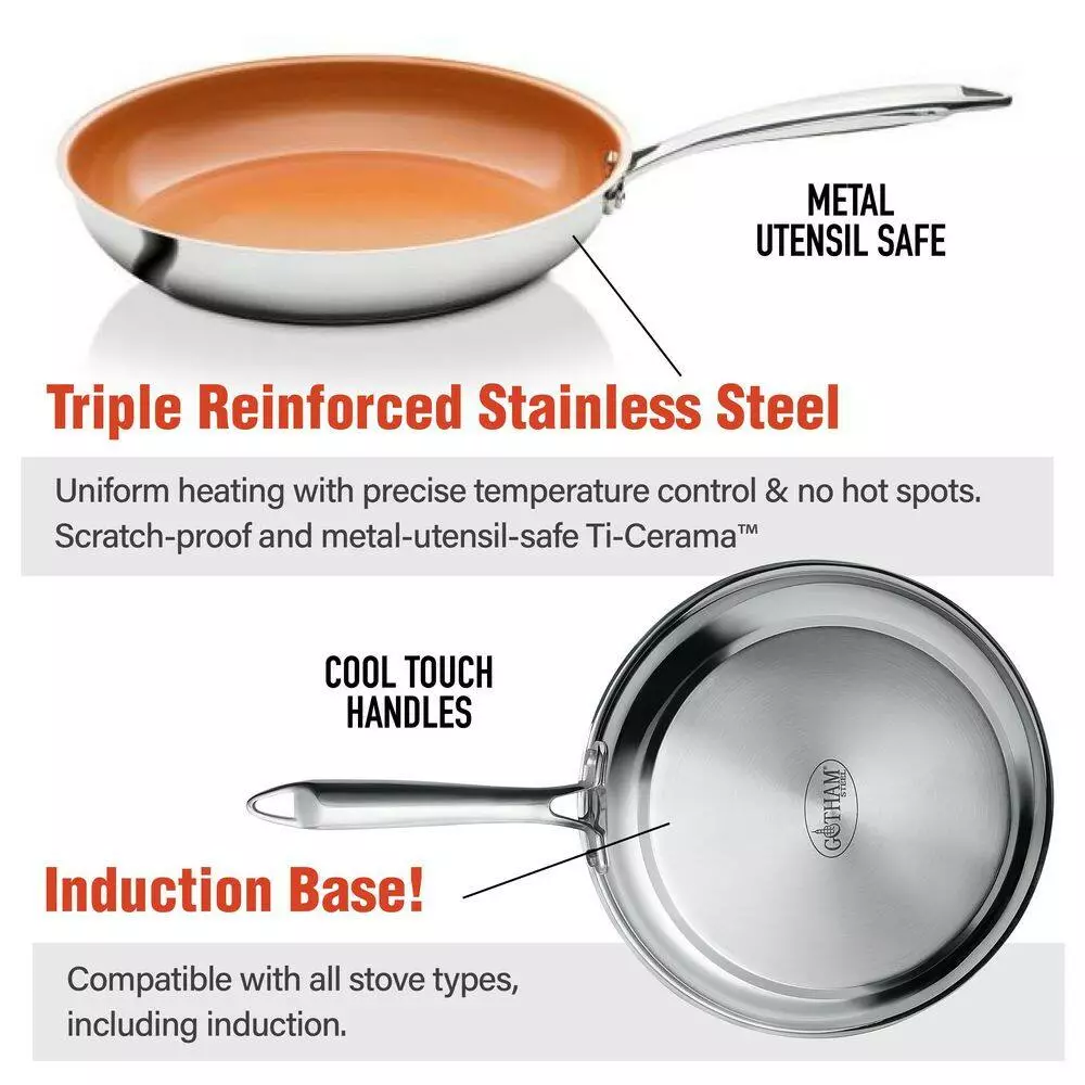 10 in. Stainless Steel Ti-Cerama Non-Stick Frying Pan by Gotham Steel 7 10 in. Stainless Steel Ti-Cerama Non-Stick Frying Pan by Gotham Steel - Image 5