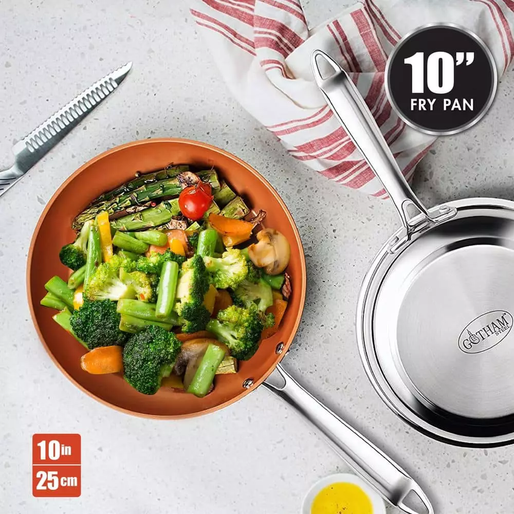 10 in. Stainless Steel Ti-Cerama Non-Stick Frying Pan by Gotham Steel 5 10 in. Stainless Steel Ti-Cerama Non-Stick Frying Pan by Gotham Steel - Image 3
