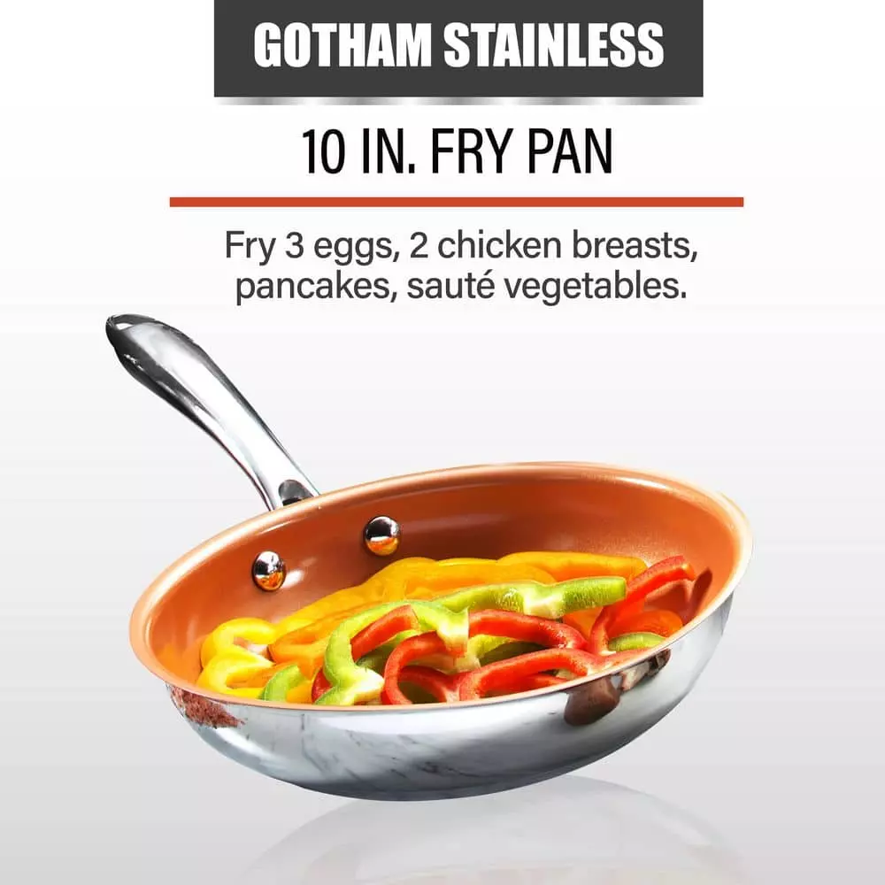 10 in. Stainless Steel Ti-Cerama Non-Stick Frying Pan by Gotham Steel 4 10 in. Stainless Steel Ti-Cerama Non-Stick Frying Pan by Gotham Steel - Image 2