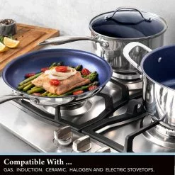 Classic Blue 10 in. Stainless Steel Tri-Ply Base Premium Nonstick Chef's Quality Frying Pan by Granite Stone Diamond 16 Classic Blue 10 in. Stainless Steel Tri-Ply Base Premium Nonstick Chef's Quality Frying Pan by Granite Stone Diamond -Cookware Sales Shop stainless steel granite stone diamond skillets 7783 76 1000