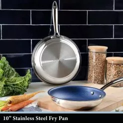 Classic Blue 10 in. Stainless Steel Tri-Ply Base Premium Nonstick Chef's Quality Frying Pan by Granite Stone Diamond 15 Classic Blue 10 in. Stainless Steel Tri-Ply Base Premium Nonstick Chef's Quality Frying Pan by Granite Stone Diamond -Cookware Sales Shop stainless steel granite stone diamond skillets 7783 fa 1000