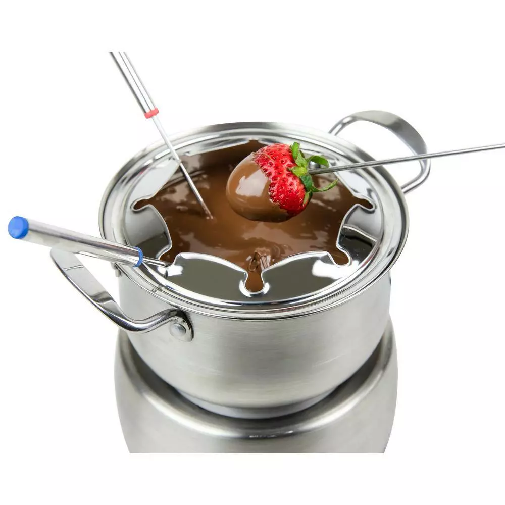 10-Piece 2 qt. Stainless Steel Chocolate Fondue Pot with Fondue Forks by HomeCraft 6 10-Piece 2 qt. Stainless Steel Chocolate Fondue Pot with Fondue Forks by HomeCraft - Image 4