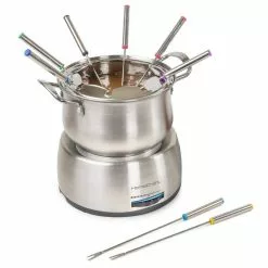 10-Piece 2 qt. Stainless Steel Chocolate Fondue Pot with Fondue Forks by HomeCraft