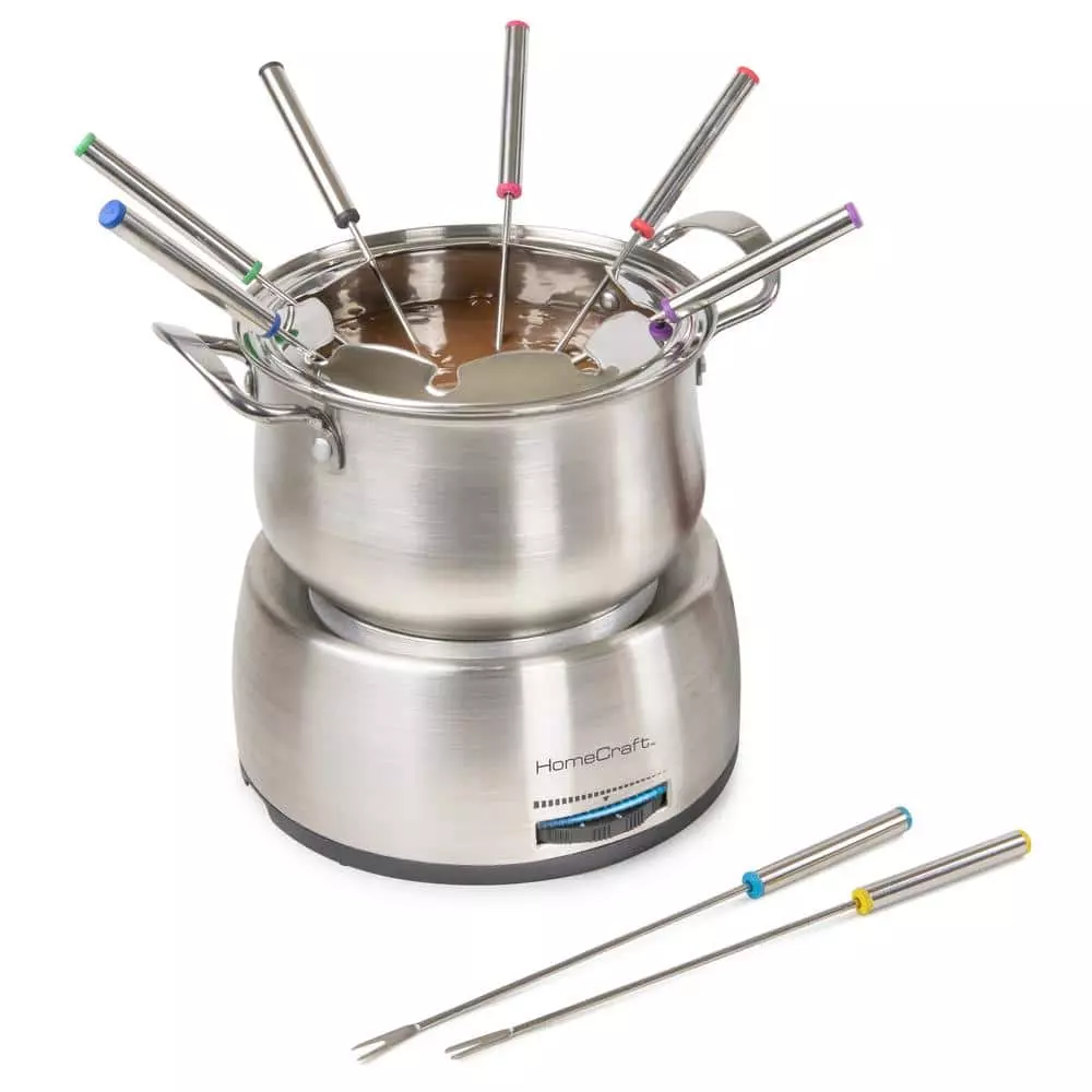 10-Piece 2 qt. Stainless Steel Chocolate Fondue Pot with Fondue Forks by HomeCraft 3 10-Piece 2 qt. Stainless Steel Chocolate Fondue Pot with Fondue Forks by HomeCraft