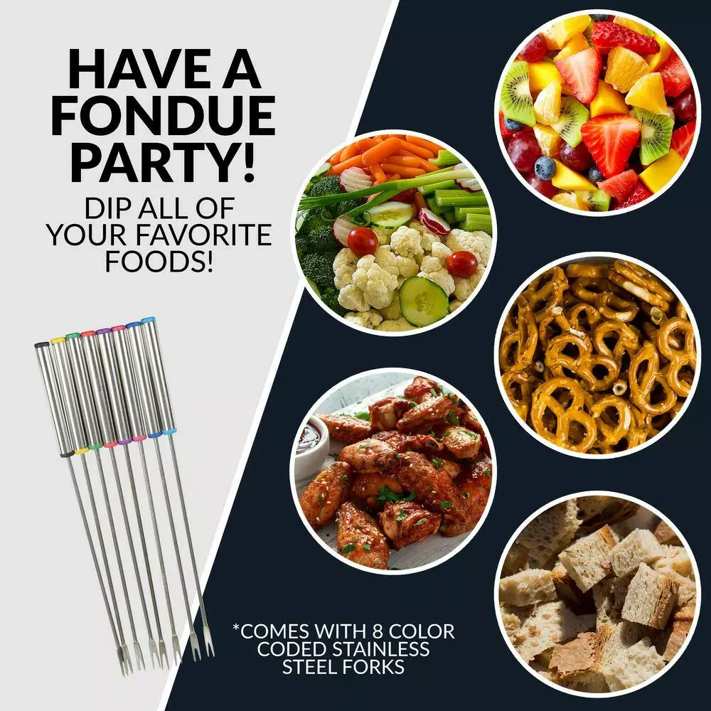 10-Piece 2 qt. Stainless Steel Chocolate Fondue Pot with Fondue Forks by HomeCraft 9 10-Piece 2 qt. Stainless Steel Chocolate Fondue Pot with Fondue Forks by HomeCraft - Image 7