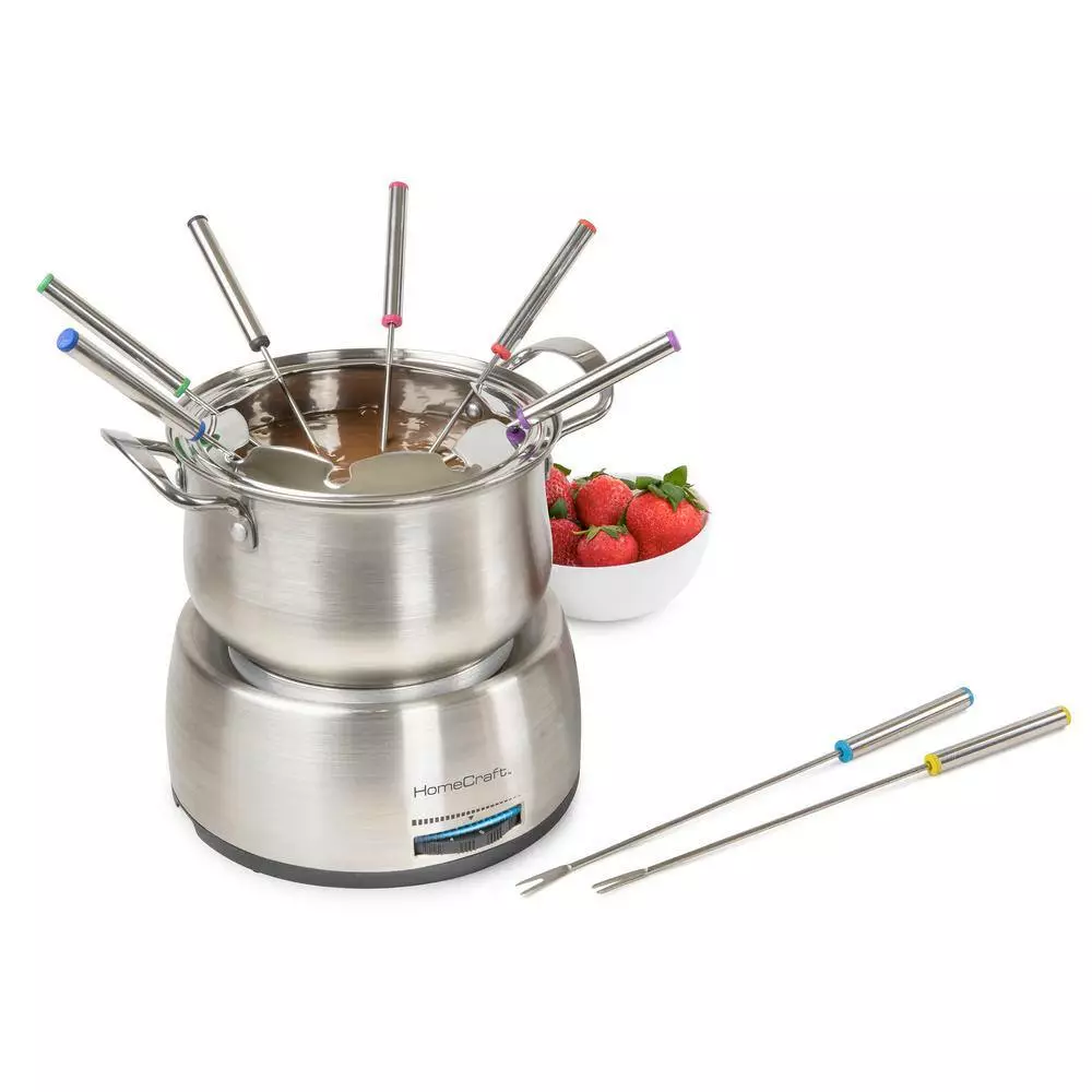 10-Piece 2 qt. Stainless Steel Chocolate Fondue Pot with Fondue Forks by HomeCraft 4 10-Piece 2 qt. Stainless Steel Chocolate Fondue Pot with Fondue Forks by HomeCraft - Image 2