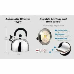 10-Cup Stainless Steel 2.5 qt. Whistling Tea Kettle by J&V TEXTILES 7 10-Cup Stainless Steel 2.5 qt. Whistling Tea Kettle by J&V TEXTILES -Cookware Sales Shop stainless steel j v textiles tea kettles 885 4f 1000