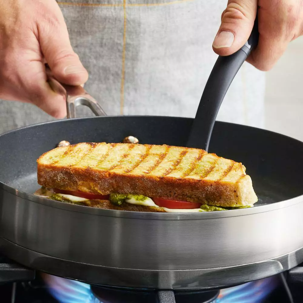 3-Ply Base Stainless Steel Nonstick Round Grill Pan, 10.25 in., Brushed Stainless Steel by KitchenAid 12 3-Ply Base Stainless Steel Nonstick Round Grill Pan, 10.25 in., Brushed Stainless Steel by KitchenAid - Image 10