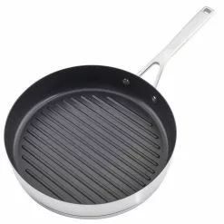 3-Ply Base Stainless Steel Nonstick Round Grill Pan, 10.25 in., Brushed Stainless Steel by KitchenAid 20 3-Ply Base Stainless Steel Nonstick Round Grill Pan, 10.25 in., Brushed Stainless Steel by KitchenAid -Cookware Sales Shop stainless steel kitchenaid grill pans 71012 76 1000