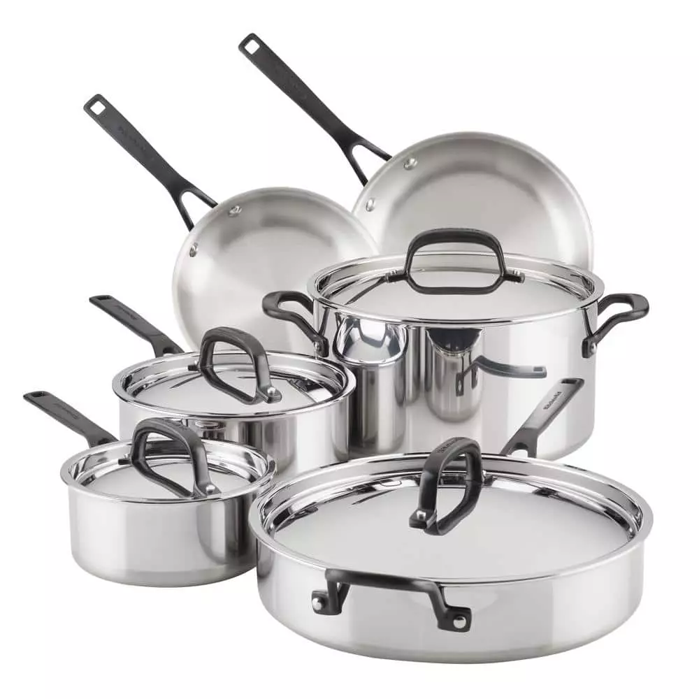 10-Piece Stainless Steel Induction Cookware Set by KitchenAid 3 10-Piece Stainless Steel Induction Cookware Set by KitchenAid