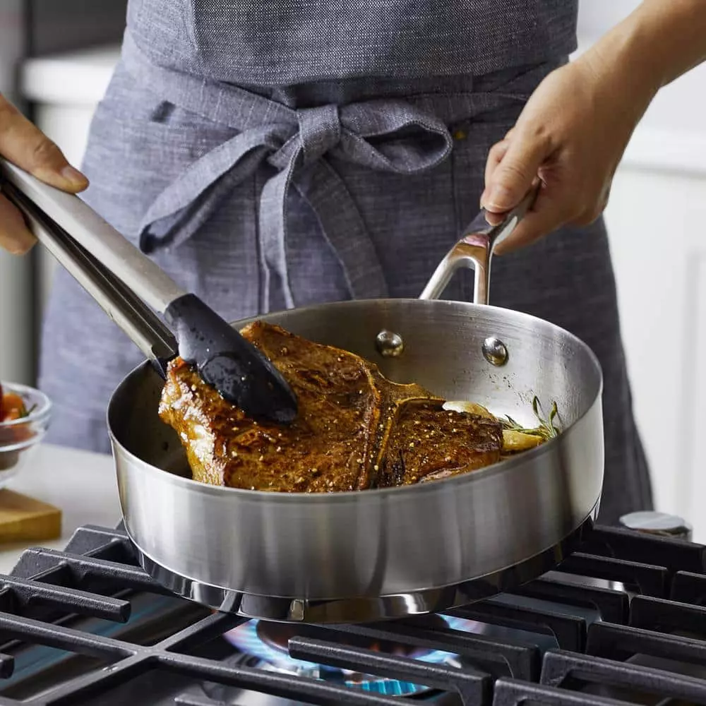 11-Piece 3-Ply Base Stainless Steel Cookware Set, Silver by KitchenAid 12 11-Piece 3-Ply Base Stainless Steel Cookware Set, Silver by KitchenAid - Image 10