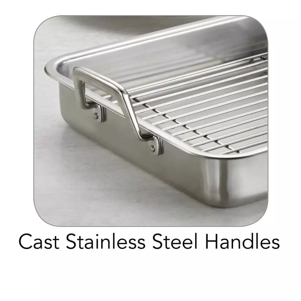 Gourmet Prima 6.75 Qt. Stainless Steel Roasting Pan by Tramontina 4 Gourmet Prima 6.75 Qt. Stainless Steel Roasting Pan by Tramontina - Image 2