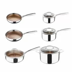 Giro 10 Piece Stainless Steel Nonstick Cookware Set with Lids in Silver by MasterPRO