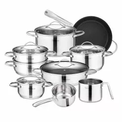Miki 14-Piece Stainless Steel Non Stick Cookware Set by Velaze