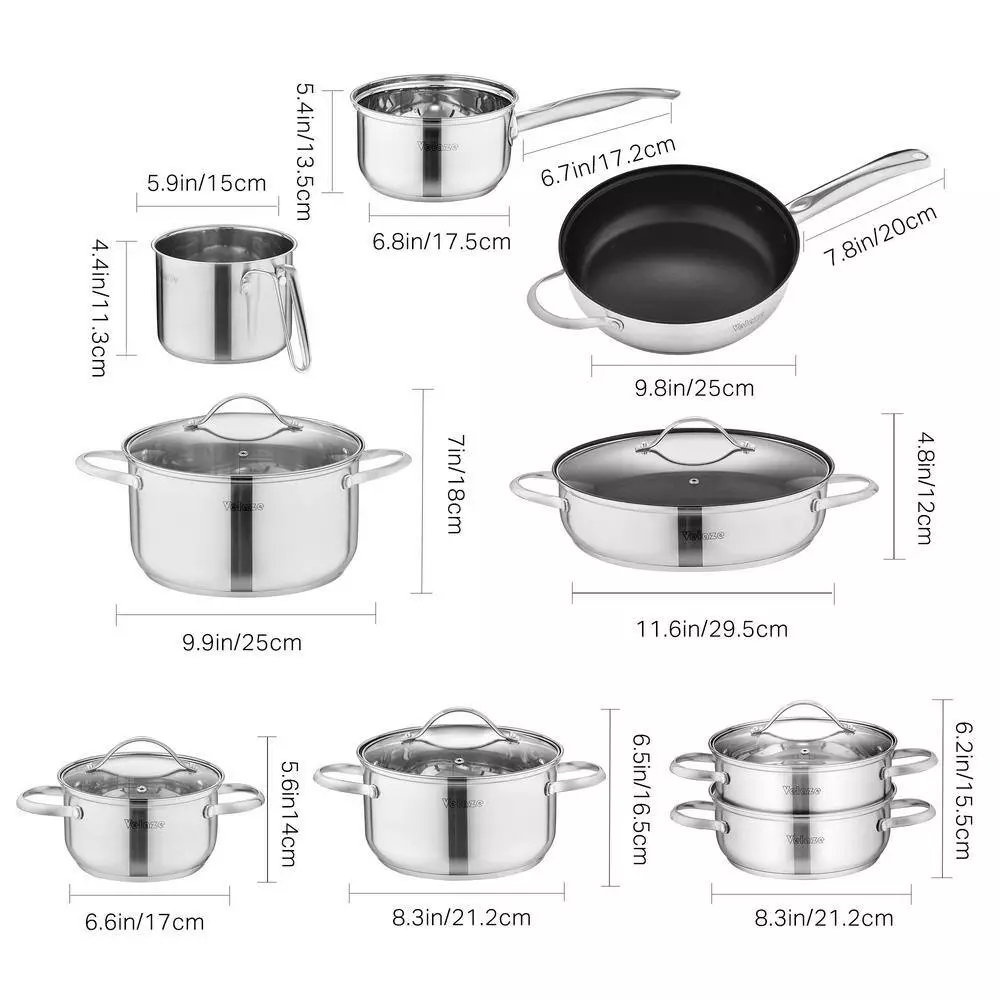 Miki 14-Piece Stainless Steel Non Stick Cookware Set by Velaze 7 Miki 14-Piece Stainless Steel Non Stick Cookware Set by Velaze - Image 5