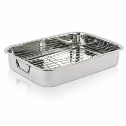 18 in. Classic Stainless Steel Roasting Pan with Roasting Rack by Lexi Home