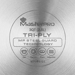 Giro 3 qt. Stainless Steel Nonstick Saute Pan with Lid by MasterPRO -Cookware Sales Shop stainless steel saute pans mpus10163stsms 44 1000