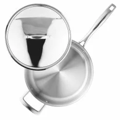 5CX 3 qt. Stainless Steel 5-Ply Copper Core Saute Pan with Lid by MasterPRO 13 5CX 3 qt. Stainless Steel 5-Ply Copper Core Saute Pan with Lid by MasterPRO -Cookware Sales Shop stainless steel saute pans mpus10185stsms 1f 1000