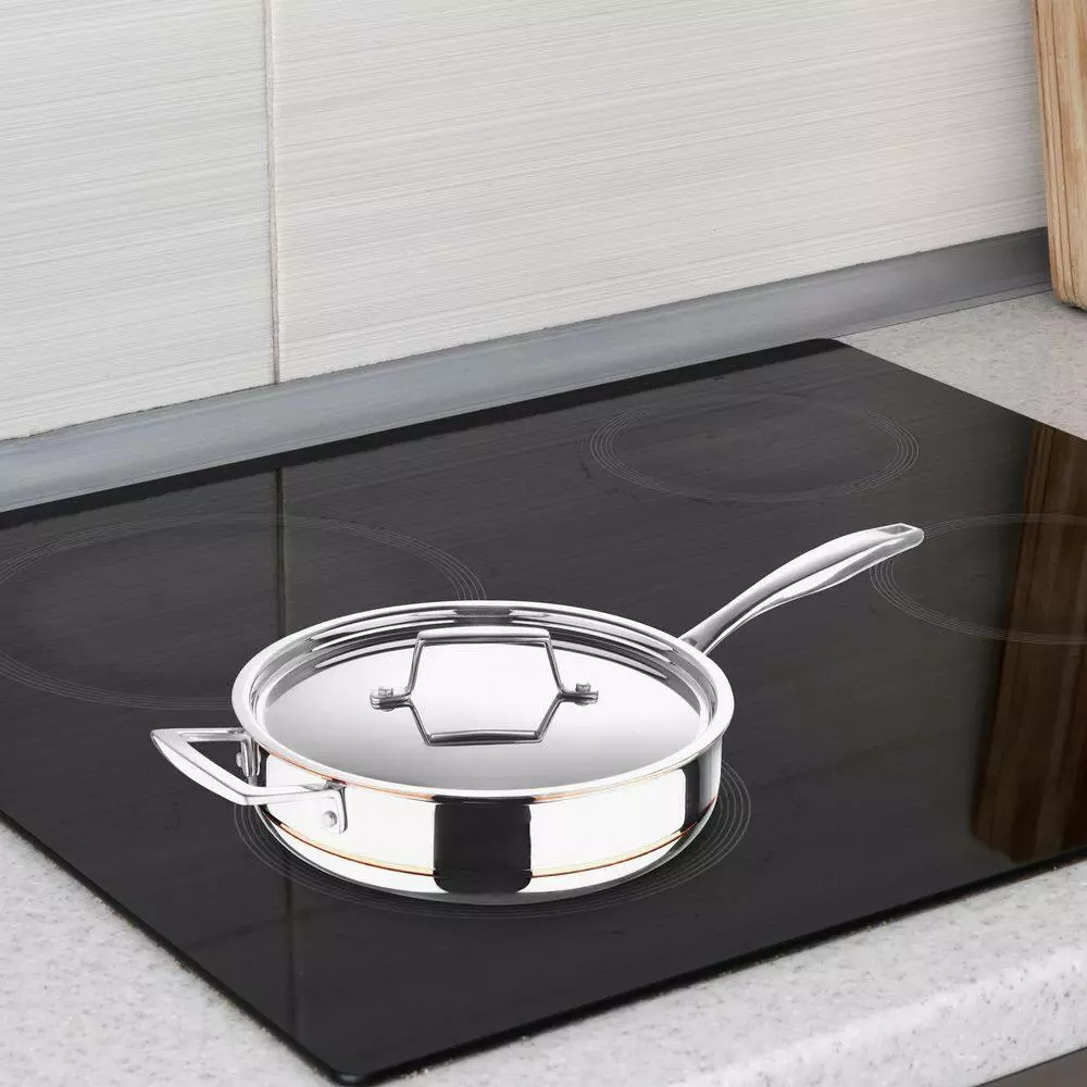 5CX 3 qt. Stainless Steel 5-Ply Copper Core Saute Pan with Lid by MasterPRO 10 5CX 3 qt. Stainless Steel 5-Ply Copper Core Saute Pan with Lid by MasterPRO - Image 8