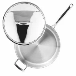 5CX 6 qt. Stainless Steel 5-Ply Copper Core Deep Saute Pan with Lid by MasterPRO -Cookware Sales Shop stainless steel saute pans mpus10186stsms 1f 1000