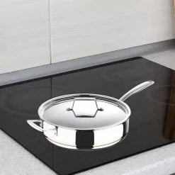 5CX 6 qt. Stainless Steel 5-Ply Copper Core Deep Saute Pan with Lid by MasterPRO -Cookware Sales Shop stainless steel saute pans mpus10186stsms 31 1000