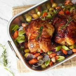 Gourmet Prima 10 Qt. Stainless Steel Roasting Pan with Basting Rack by Tramontina -Cookware Sales Shop stainless steel semi polished tramontina roasting pans 80203 010ds 1f 1000