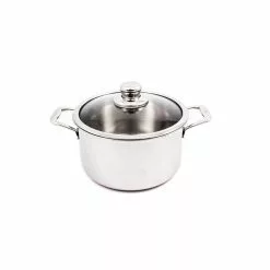 Premium Clad 6.3 qt. Round Stainless Steel Dutch Oven with Glass Lid by Swiss Diamond