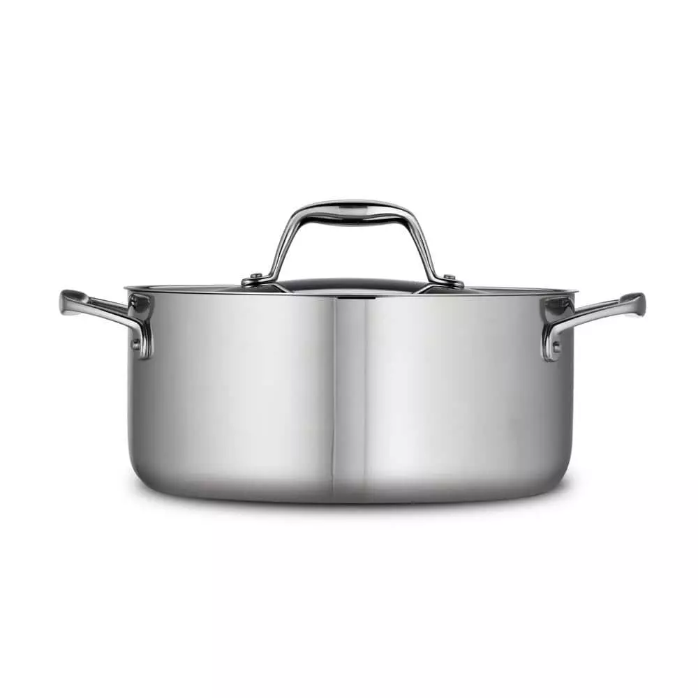Gourmet Tri-Ply Clad 5 qt. Round Stainless Steel Dutch Oven with Lid by Tramontina 4 Gourmet Tri-Ply Clad 5 qt. Round Stainless Steel Dutch Oven with Lid by Tramontina - Image 2