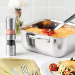 6 qt. Stainless Steel Tri-Ply Clad 11 in Covered Square Roaster with lid by Tramontina 12 6 qt. Stainless Steel Tri-Ply Clad 11 in Covered Square Roaster with lid by Tramontina -Cookware Sales Shop stainless steel tramontina roasting pans 80116 316ds 40 1000