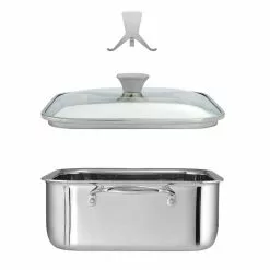 6 qt. Stainless Steel Tri-Ply Clad 11 in Covered Square Roaster with lid by Tramontina 14 6 qt. Stainless Steel Tri-Ply Clad 11 in Covered Square Roaster with lid by Tramontina -Cookware Sales Shop stainless steel tramontina roasting pans 80116 316ds 66 1000