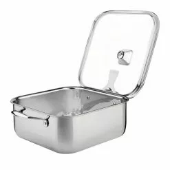 6 qt. Stainless Steel Tri-Ply Clad 11 in Covered Square Roaster with lid by Tramontina 15 6 qt. Stainless Steel Tri-Ply Clad 11 in Covered Square Roaster with lid by Tramontina -Cookware Sales Shop stainless steel tramontina roasting pans 80116 316ds 77 1000
