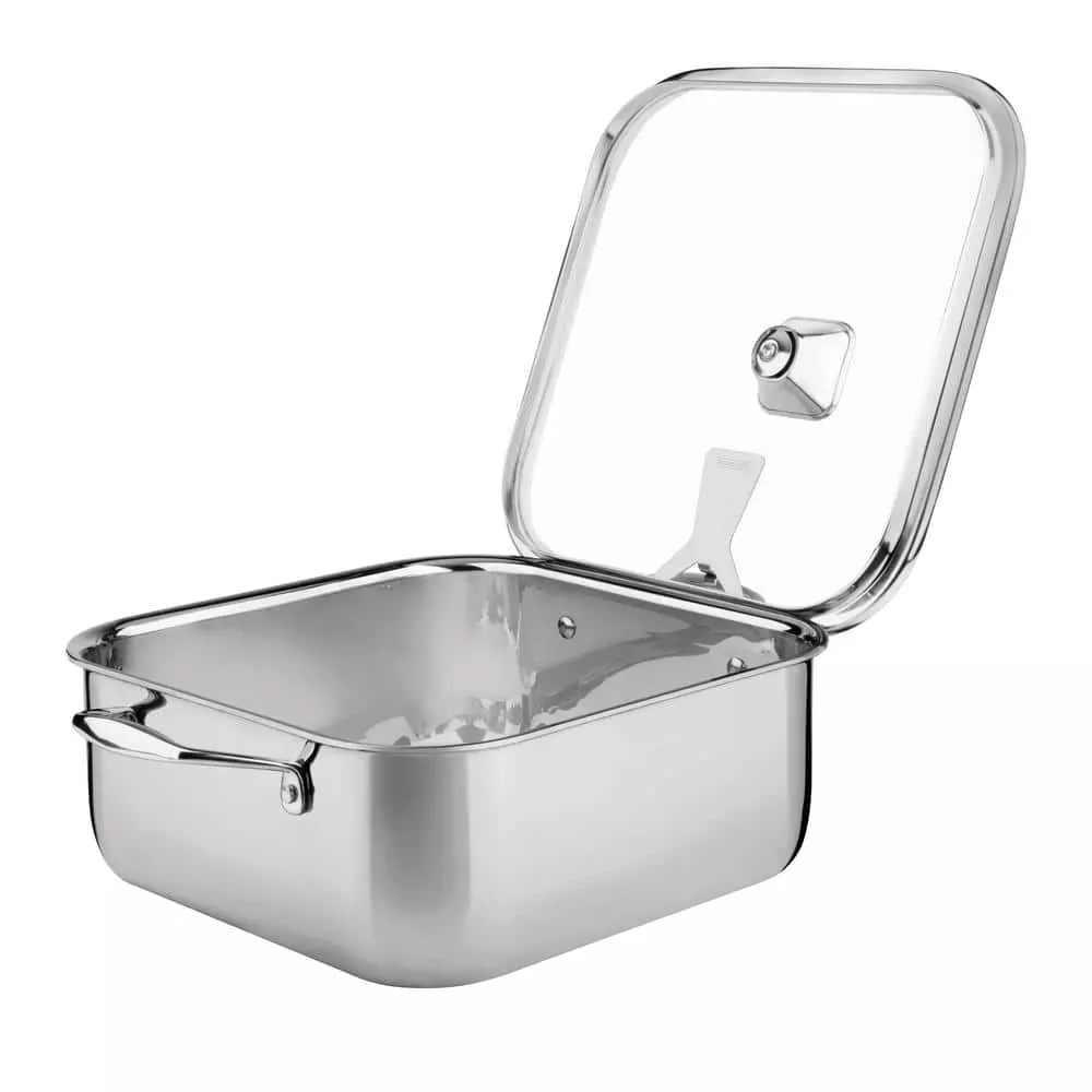 6 qt. Stainless Steel Tri-Ply Clad 11 in Covered Square Roaster with lid by Tramontina 8 6 qt. Stainless Steel Tri-Ply Clad 11 in Covered Square Roaster with lid by Tramontina - Image 6