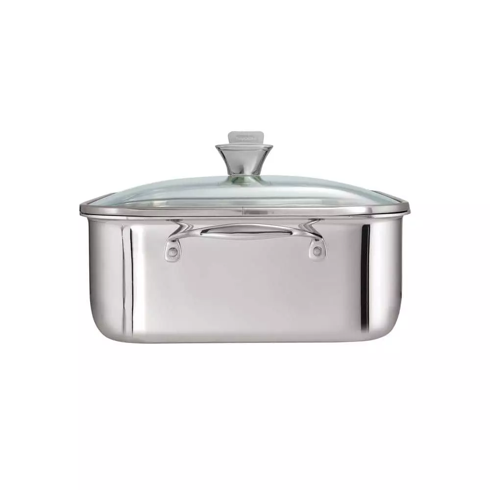 6 qt. Stainless Steel Tri-Ply Clad 11 in Covered Square Roaster with lid by Tramontina 6 6 qt. Stainless Steel Tri-Ply Clad 11 in Covered Square Roaster with lid by Tramontina - Image 4