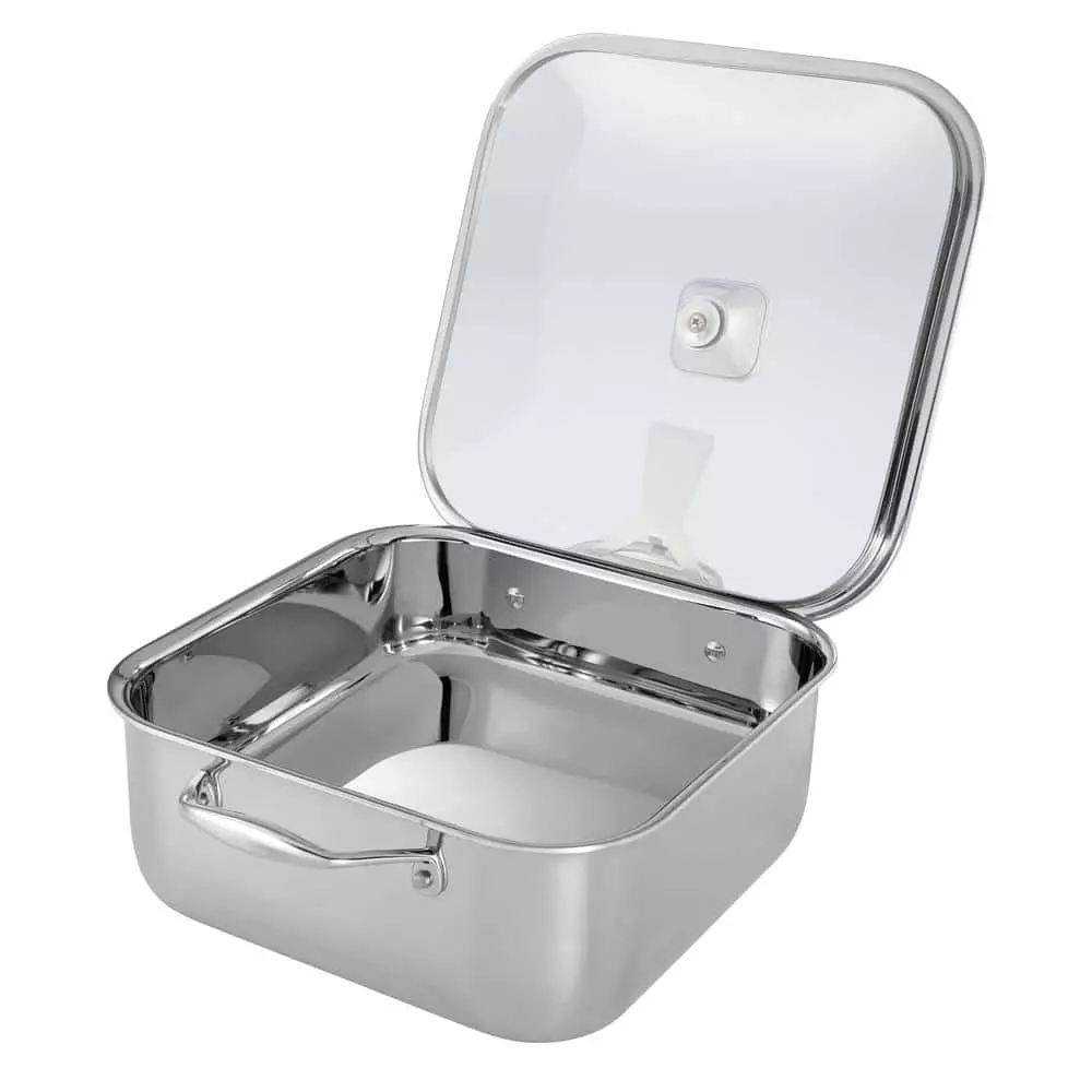 6 qt. Stainless Steel Tri-Ply Clad 11 in Covered Square Roaster with lid by Tramontina 4 6 qt. Stainless Steel Tri-Ply Clad 11 in Covered Square Roaster with lid by Tramontina - Image 2