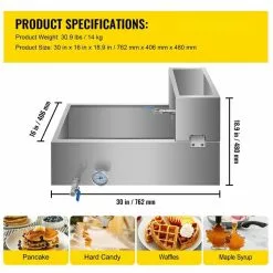 Maple Syrup Evaporator Pan 30 in. x 16 in. x 19 in. Stainless Steel Maple Syrup Boiling Pan with Valve and Thermometer by VEVOR -Cookware Sales Shop stainless steel vevor pot pan sets zfq16x30ysx000001v0 76 1000