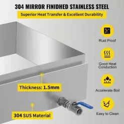 304-Stainless Steel Syrup Pan 24 in. x 18 in. x 6 in. Maple Syrup Evaporator Kit for Boiling Maple Syrup by VEVOR -Cookware Sales Shop stainless steel vevor pot pan sets zfq18x24x60000001v0 4f 1000