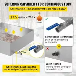 24 in. x 24 in. x 7 in. Maple Syrup Evaporator Pan 304-Stainless Steel Maple Syrup Cooker for Boiling Maple Syrup by VEVOR 15 24 in. x 24 in. x 7 in. Maple Syrup Evaporator Pan 304-Stainless Steel Maple Syrup Cooker for Boiling Maple Syrup by VEVOR -Cookware Sales Shop stainless steel vevor pot pan sets zfq24x24x70000001v0 44 1000