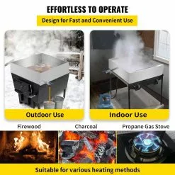 24 in. x 24 in. x 7 in. Maple Syrup Evaporator Pan 304-Stainless Steel Maple Syrup Cooker for Boiling Maple Syrup by VEVOR 16 24 in. x 24 in. x 7 in. Maple Syrup Evaporator Pan 304-Stainless Steel Maple Syrup Cooker for Boiling Maple Syrup by VEVOR -Cookware Sales Shop stainless steel vevor pot pan sets zfq24x24x70000001v0 fa 1000