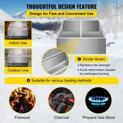 24 in. x 24 in. x 9.4 in. Stainless Steel Sap Evaporator Pan Maple Syrup Boiling Kit with Thermometer and Divided Pan by VEVOR -Cookware Sales Shop stainless steel vevor pot pan sets zfq2x2gb000000001v0 fa 1000